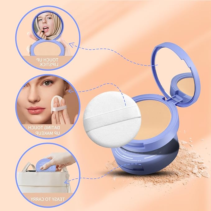 Oil Control Face Powder, Matte Smooth Setting Powder, Waterproof Long-Lasting Setting Powder, Perfect Lightweight Face Makeup For Soft Focus Finish, Minimizes Fine Lines And Pores (Pure Beige)-VivaGrace Women