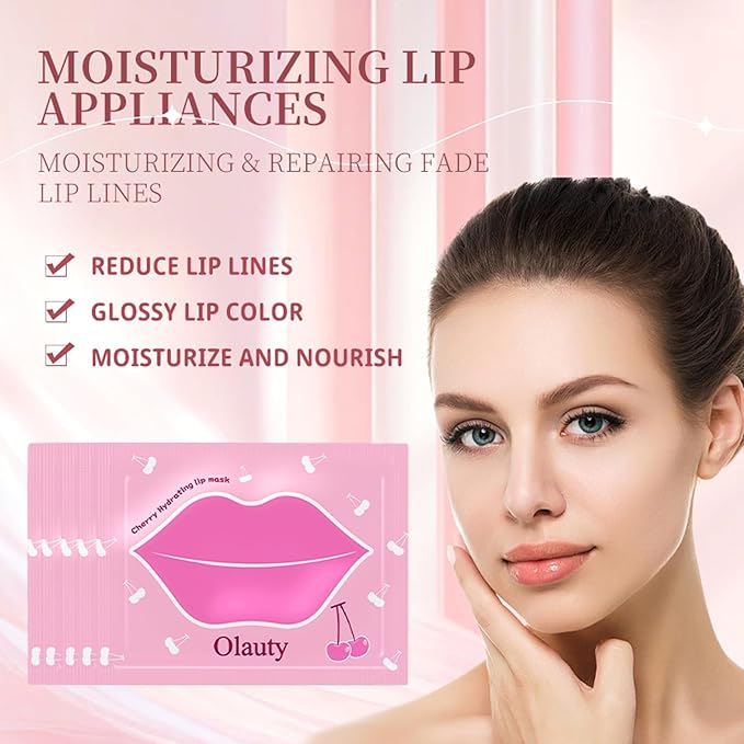 30 Pieces Lip Mask & Under Eye Mask,24K Gold Gel Crystal Collagen Eye Patches, Cherry Lip Masks Skincare,Moisturizing& Reducing Reducing Fine Lines & Dark Circle for Puffy Eyes-VivaGrace Women