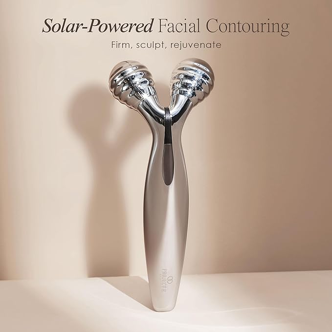 VORA Microcurrent Facial Roller by Project E Beauty | 3D Face & Body Massager | Instant Face Lift & V-Shape | Collagen Boost | Tightens Skin | Anti-Aging | Roller Tightens Skin | Solar Powered-VivaGrace Women