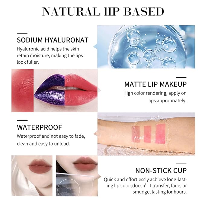 Dulele 3PCS Peel Off Lip Stain, Matte Peel Off Lip Gloss Long Wear Lip Stain Peel Off Lipstick Set, Waterproof Highly Pigmented Peel Off Lip Tint Stain (Pink, 1)-VivaGrace Women