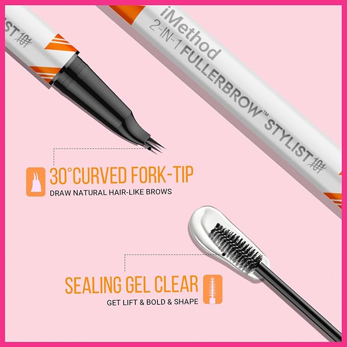 iMethod Curved Eyebrow Pen and Brow Gel Clear - Eyebrow Pencils for Women with Natural Hair Like Strokes, Eyebrow Makeup for All-Day Defined, Waterproof, Smudge-proof, Blonde