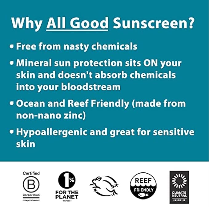 All Good Sunstick - Face Sunscreen, Water Resistant, UVA/UVB Broad Spectrum SPF 30+, Coral Reef Friendly - Beeswax, Zinc, Vitamin E, Shea Butter (Unscented)-VivaGrace Women