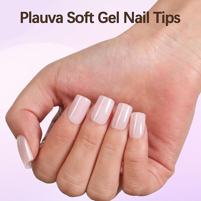 XS Short Square Press On Nails, 5 Colors Pre-Lasting Soft Gel Nails Tips, 150Pcs Natural Fake Nails for Nail Art DIY 15 Sizes