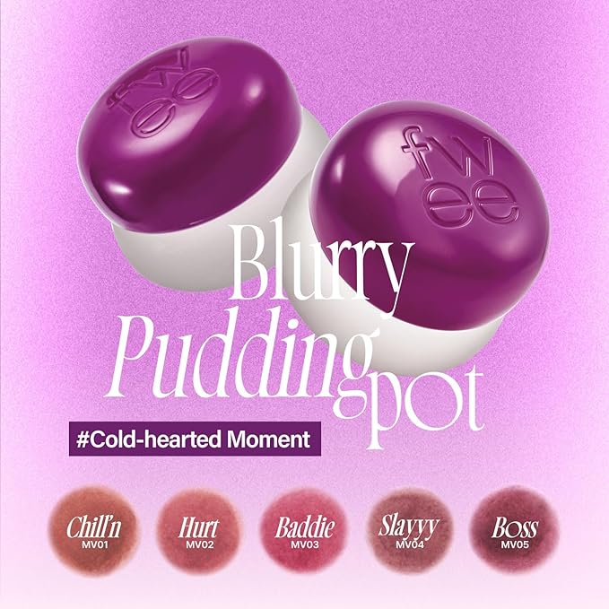Lip&Cheek Blurry Pudding Pot | Cold-hearted Moment - Baddie | Makeup Blush, Buildable Lightweight, Multi-Use Soft Matte Finish | 5g-VivaGrace Women