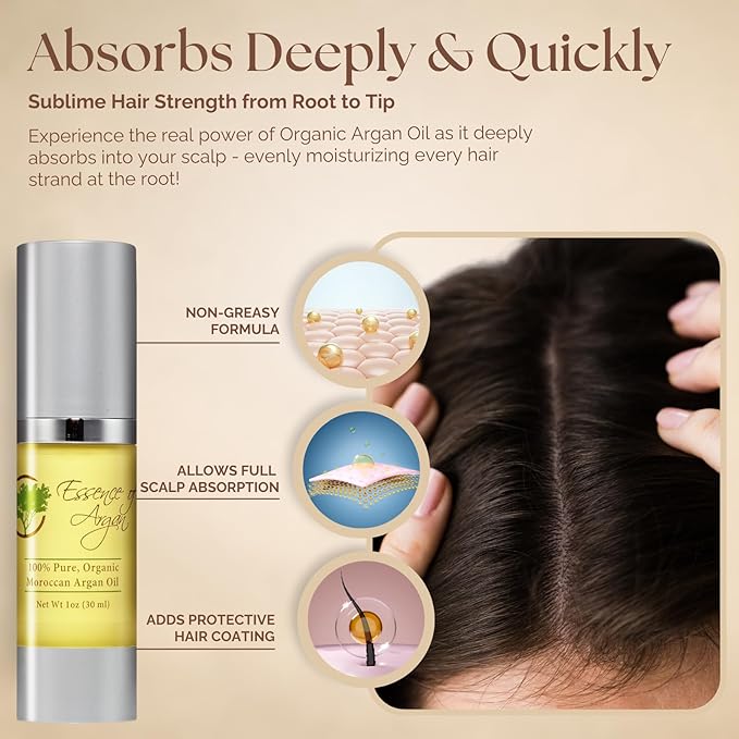 Essence of Argan 100% Pure Moroccan Organic Argan Oil - Natural EcoCert Oil that Nourishes and Conditions Your Skin, Hair and Nails (50ml/1.7oz)-VivaGrace Women