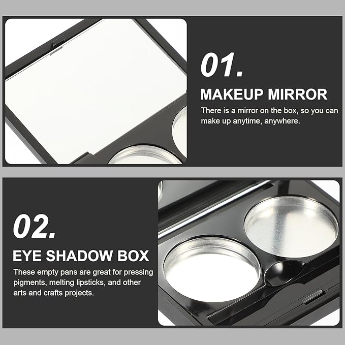 Empty Magnetic Eyeshadow Makeup Palette with 2Pcs Round Metal Pans,Magnetic Makeup Palette, Empty Makeup Palette,Aluminum Blush Empty Magnetic Eyeshadow Case,Customizable Beauty Organizer