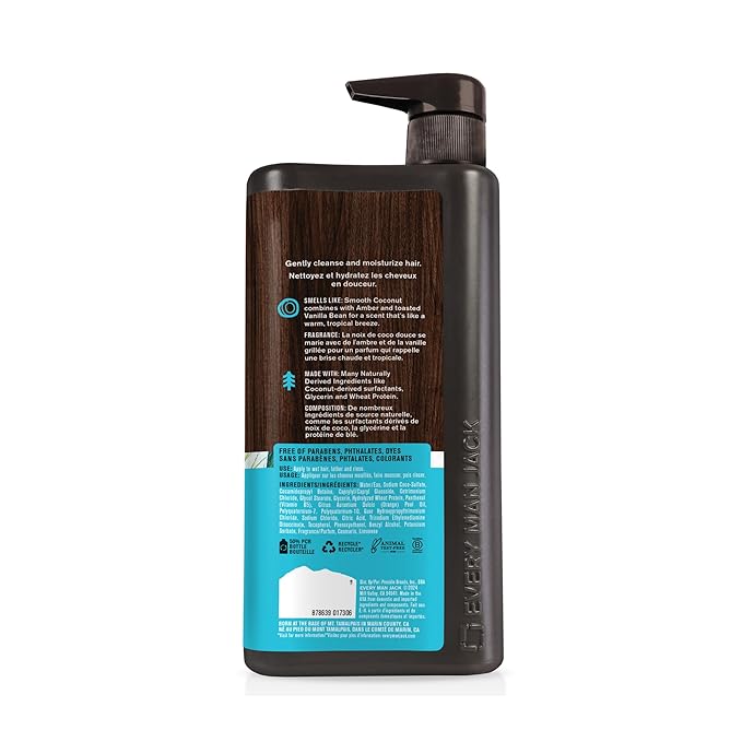 Every Man Jack 2-in-1 Daily Shampoo + Conditioner - Coconut & Driftwood | Nourishing For All Hair Types, Naturally Derived, Cruelty-Free Shampoo and Conditioner Set for Men | 24oz -1 Bottle-VivaGrace Women