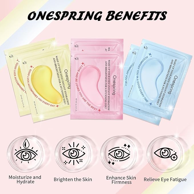Eye Mask Gift Box (48 Pairs) - Caffeine, 24K Gold, Retinol Triple Energy - Fights Puffiness, Dark Circles, Fine Lines, Firming Under Eye Patches - Birthday, Bachelorette Party, Bridesmaid Gift-VivaGrace Women