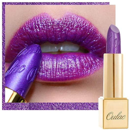 Oulac Purple Lipstick for Women with Metallic 3D Shine, Lightweight Hydrating Formula, High-Impact Lip Color, Vegan Beauty, Full Coverage Lip Makeup, Royal Sash (16)-VivaGrace Women