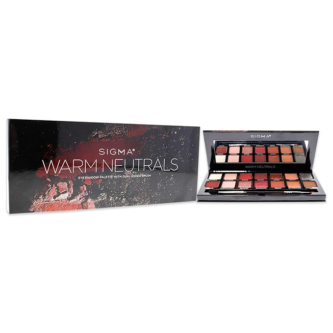 Sigma Beauty Warm Neutrals Eyeshadow Palette - 14 Warm Eyeshadow Shades in Matte, Shimmer and Metalic Finishes - Highly Pigmented Vegan Eye Makeup Palette - Clean Beauty Products-VivaGrace Women