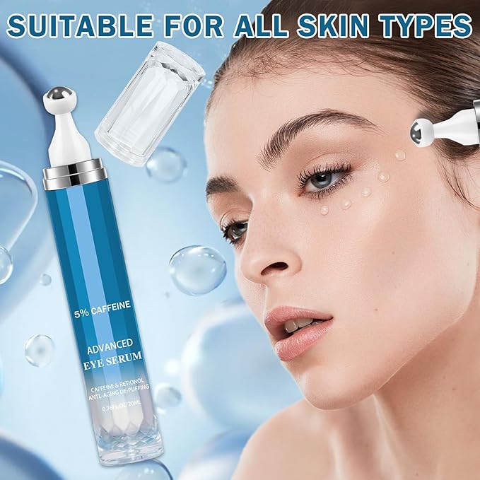 Caffeine Under Eye Cream for Dark Circles Eye Cream for Puffiness and Bags Under Eyes,Eye Roller for Puffy Eyes and Firming,Wrinkle Reducing Crema Para las Ojeras-VivaGrace Women