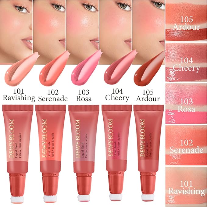 Cream Blush Wand, Milk Liquid Blush Contour Wand with Cushion Applicator, Smooth Natural Blush Makeup Stick for Cheek Lip Eye, Lightweight, Easily Blendable,101 Ravishing,Nude Pink-VivaGrace Women