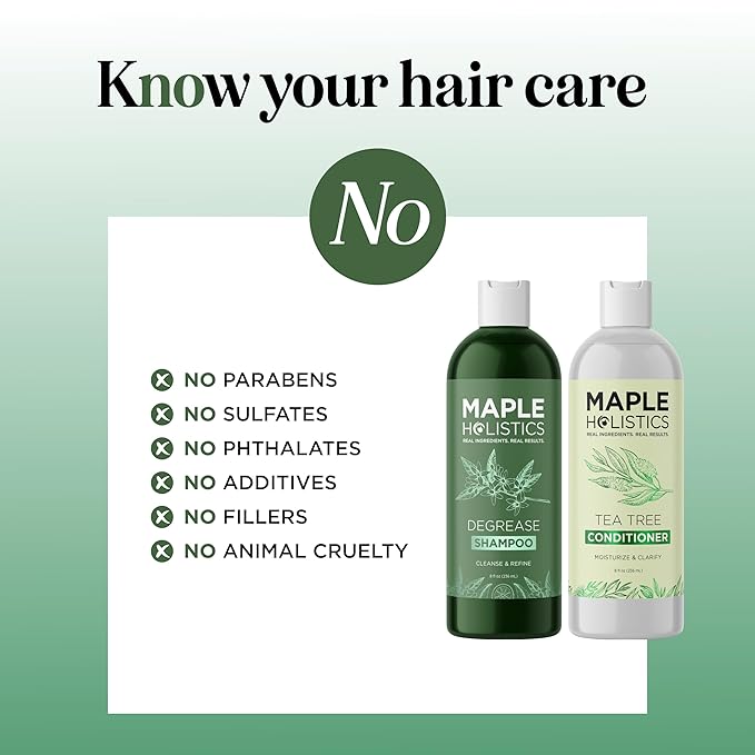 Shampoo and Conditioner for Oily Hair and Scalp - Sulfate and Paraben Free Shampoo and Conditioner Set for Oily Hair Care with Deep Cleansing Tea Tree Oil - Color Safe & Cruelty Free (8 Fl Oz)-VivaGrace Women