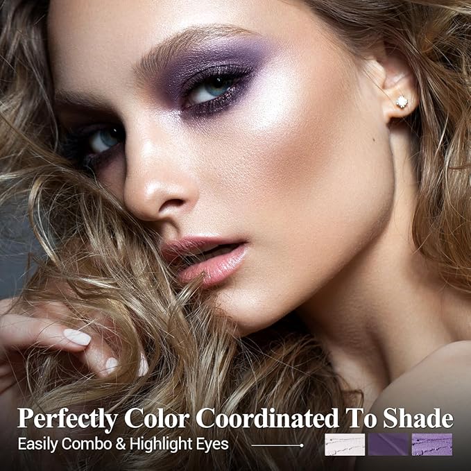 Neutral Eyeshadow Stick Makeup 6PCS Set, Pink and Purple Metallic Shimmer Matte Cream Eye Shadow Eyeliner Brightener Pencil Crayon - PURPLE MARTINI-VivaGrace Women