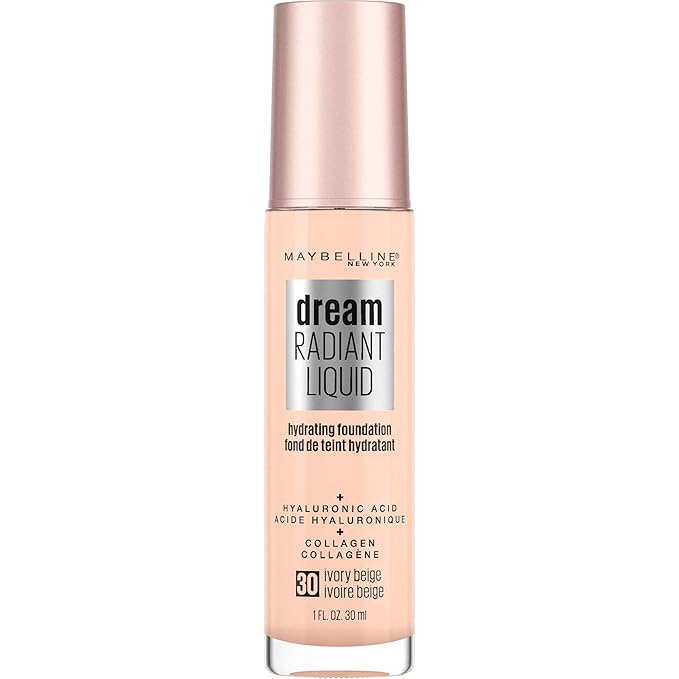 Maybelline Dream Radiant Liquid Medium Coverage Hydrating Makeup, Lightweight Liquid Foundation, Ivory Beige, 1 Count-VivaGrace Women