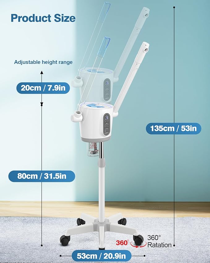 Kingsteam 2 in 1 Hot and Cold Facial Steamer, 30 Min Timer, Ionic Facial Steamer for Home, Esthetician, Professional Nano Water Mist with Large Water Volume for Beauty Salons - Ozone Facial Sprayer-VivaGrace Women