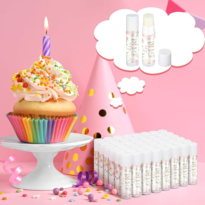 50 Pack Floral Baby Shower Lip Balm Party Supplies Bulk for Girls Guests It's a Girl Baby Shower Gifts Gender Reveal Favors Prizes Souvenirs Winners Thank You Appreciation Gifts-VivaGrace Women