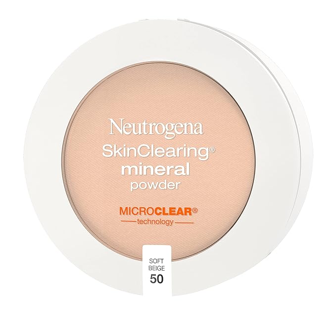 Neutrogena SkinClearing Mineral Acne-Concealing Pressed Powder Compact, Shine-Free & Oil-Absorbing Makeup with Salicylic Acid to Cover, Treat & Prevent Breakouts, Soft Beige 50,.38 oz-VivaGrace Women