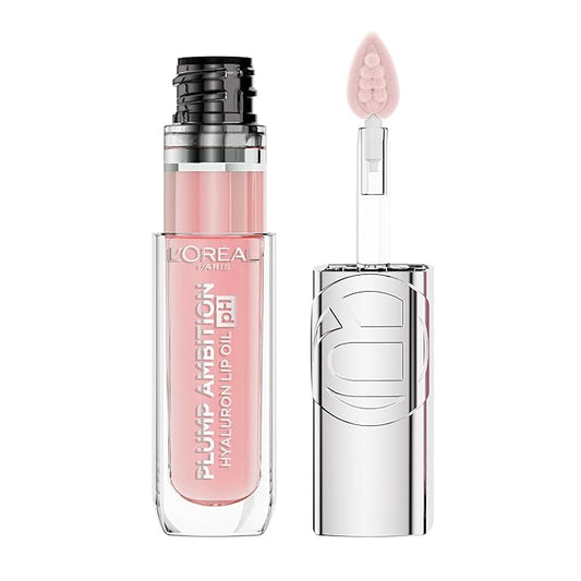 L'Oreal Paris Plump Ambition pH Hyaluron Lip Oil, Color Shifting Lip Tint with 24HR Hydration, Volumizing Shine and Lasting Color, 020 pH Rosé-VivaGrace Women