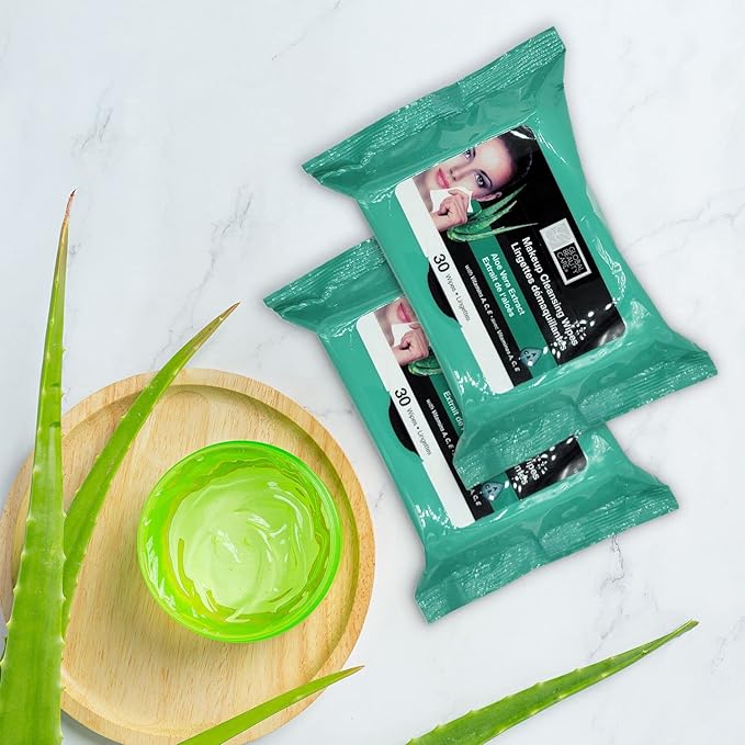 Global Beauty Care Aloe Vera Makeup Remover, Disposable Facial Towelettes, Ultra Soft, For All Skin Types, Moisturizing, Refreshing & Skin Soothing Formula, Convenient, 120Ct. 4 Packs of 30 Wipes