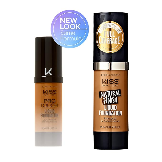 Kiss New York Professional Liquid Foundation - Lightweight and Hydrating Formula, Natural Finish, Control Shine, Cover Pores, Medium to Full Coverage, Green Tea Extract (Classic Tan)-VivaGrace Women