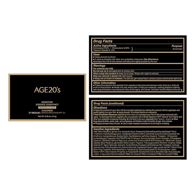 AGE20'S Signature Essence Pact SPF 50+ | Pack of 1 | 27 Medium | Cream Foundation, Dewy Finish, Natural Coverage | Korean Cushion Foundation-VivaGrace Women