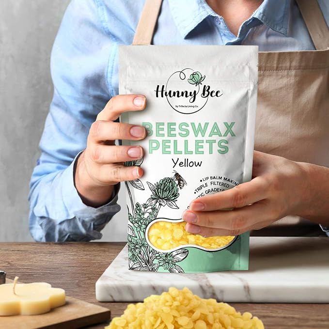 Trifecta Living Co.'s Beeswax Pellets - 100% Pure Bees Wax Perfect for DIY Candles, Skincare, and More! Discover The Creative Possibilities with Our Versatile, Pure Beeswax Pellets, (Yellow, 1lb)-VivaGrace Women
