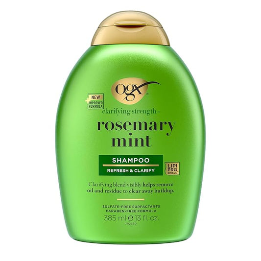 OGX Clarifying Strength + Rosemary Mint Shampoo, Clarifying Shampoo for Oily Hair Visibly Helps Remove Oil & Residue to Clear Away Buildup, Sulfate-Free Surfactants, 13 fl. oz-VivaGrace Women