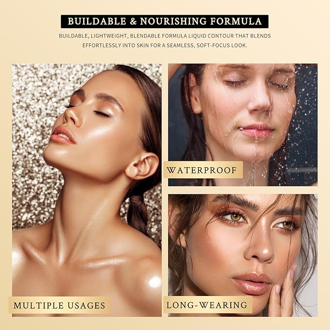 KIMUSE Soft Liquid Contour Stick, Glow Liquid Cream Bronzer, Weightless, Long-Wearing, Smudge Proof, Natural-Looking, Blendable, Bronzer Makeup-VivaGrace Women