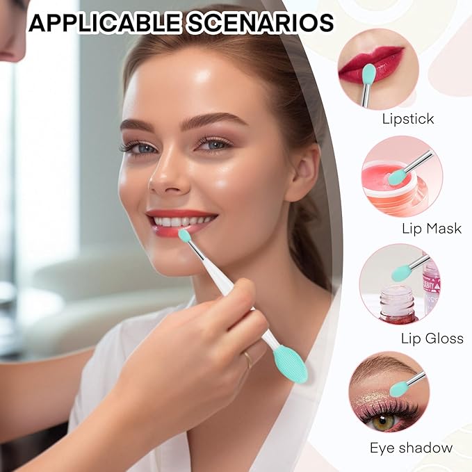 Unaone Lip Scrub Brush - 3 PCS Dual-ended Lip Scrubber Exfoliator and Silicone Lip Brush, 3-in-1 Silicone Lip Scrub Tool Lip Mask Applicator, Gentle Exfoliator & Applicator for Soft-VivaGrace Women