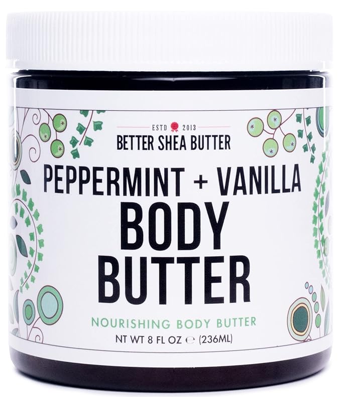 Peppermint Vanilla Body Butter - Natural Lotion for Women with Shea Butter & Jojoba Oil - Non-Greasy Whipped Body Lotion for Dry Skin - Vanilla Scented Peppermint Body Lotion-VivaGrace Women