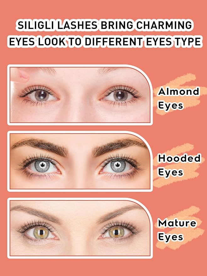 Lashes Wispy False Eyelashes Cat Eye Lashes Natural Look 3D Volume Fake Eyelashes Thin Band Lashes 12mm Natural Eye Lashes C Curl Siligli Lashes Pack 10 Pair-VivaGrace Women