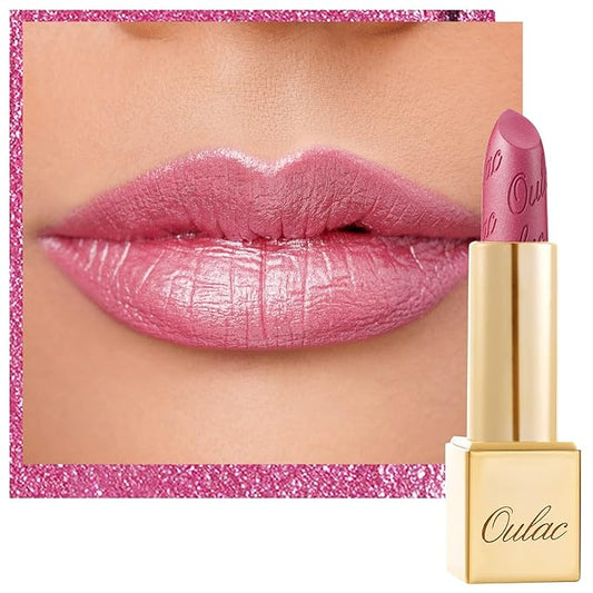 Oulac Pink Lipstick for Women with Metallic 3D Shine Lightweight Hydrating Formula, High Impact Lip Color, Vegan Beauty, Full Coverage Lip Makeup, Christmas Gifts for Women, Hip & Hippie(11)-VivaGrace Women