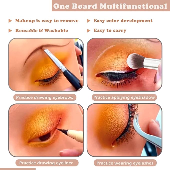 Silicone Makeup Mannequin Face, Makeup Practice Face Board for Makeup Artist Supplies, Mannequin Face for Makeup Practice with Makeup Brushes Rhinestones Sticker(Black)-VivaGrace Women