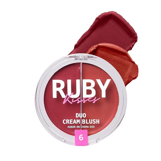 Ruby Kisses Duo Cream Blush, Smooth, Natural-Looking, Long-Lasting Face Makeup Blush for Cheeks, Lips, and Eyes, Buildable and Blendable, Infused with Green Tea, Aloe Vera Extract, and Hyaluronic Acid-VivaGrace Women