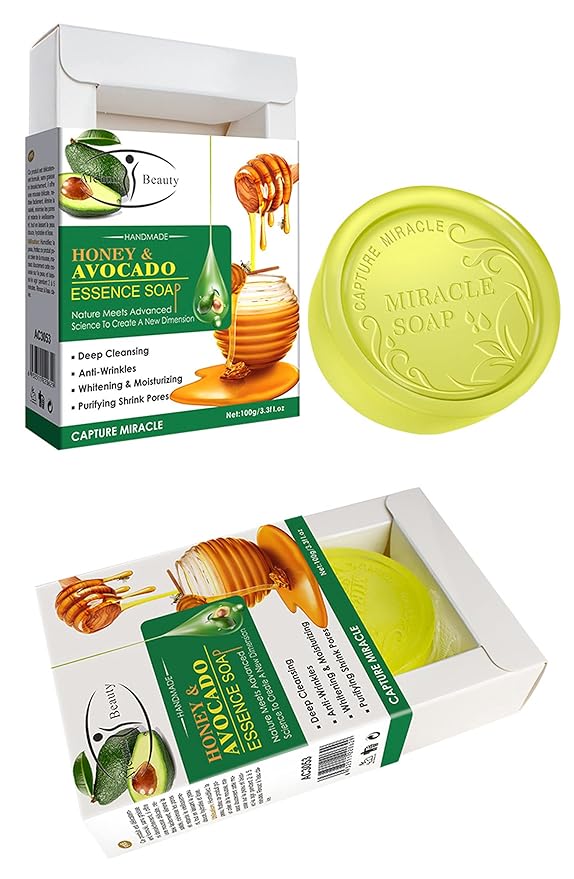 AICHUN BEAUTY Handmade Essence Soap Deep Cleaning Moisturizing Repair Oil Control Skincare 100ml (Honey & Avocado)