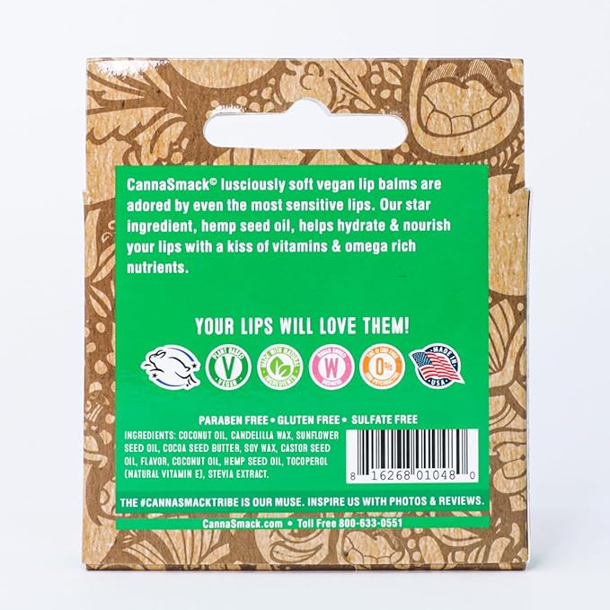 CannaSmack Vegan Hemp Lip Balm - 5 Flavors Included - Soothe, Moisturize, Hydrate, Protect, & Nourish Dry Chapped or Irritated Lips - Made with Hemp Seed Oil, Natural, & Botanical Ingredients-VivaGrace Women
