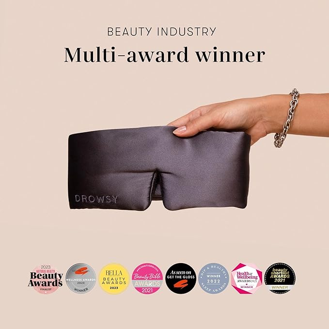 DROWSY Silk Sleep Mask. Face-Hugging, Padded Silk Cocoon for Luxury Sleep in Total Darkness. (Moonlight Shadow)-VivaGrace Women