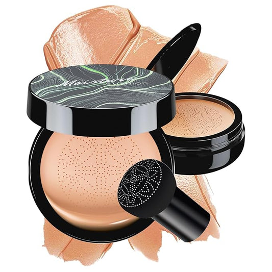 Mushroom Head Air Cushion CC Cream - BB Cream Face Makeup Foundation for Mature Skin Moisturizing Concealer Brighten Long-Lasting, Even Skin Tone for All Skin Types (Nude)-VivaGrace Women