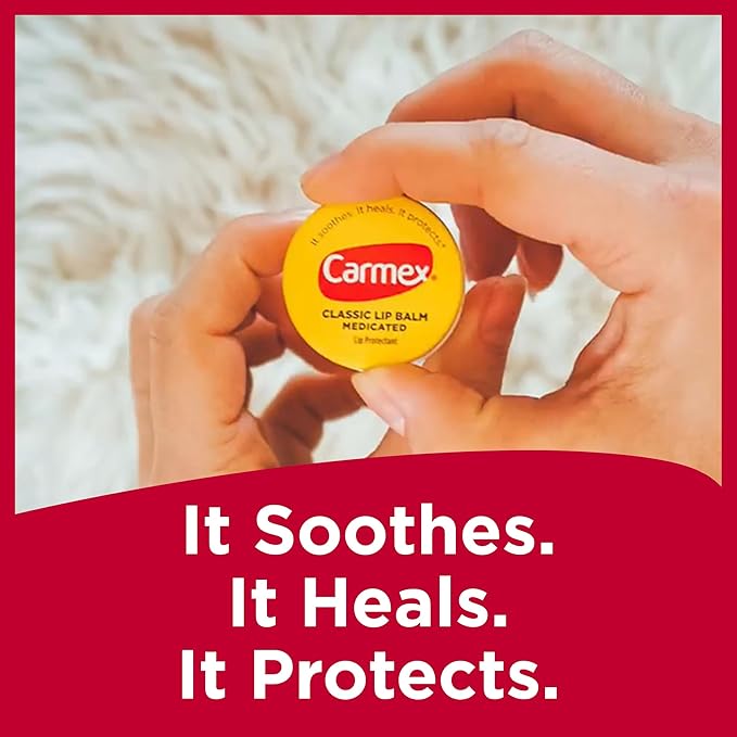 Carmex Medicated Lip Balm Jar, Lip Moisturizer for Dry, Chapped Lips, 0.25 OZ - (6 Packs of 3)-VivaGrace Women