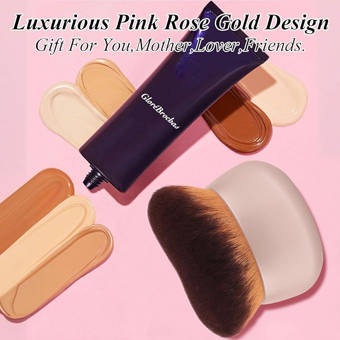 75MM Extra Large Self Tanner Kabuki Makeup Brush – Ultra Soft Dense Vegan Bristles for Body Makeup, Bronzer & Foundation–Applies Tanning Mousse, Lotion & Self Tanner–Khaki, Wet & Dry-VivaGrace Women