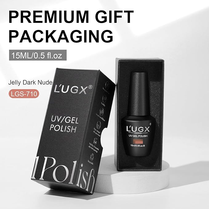 L'UGX Natural Nude Gel Polish 15ML Jelly Sheer Gel Nail Polish Translucent Neutral U V French Gel Nail Color for Nail Art DIY Manicure & Pedicure at Home Salon Holiday Gifts for Women