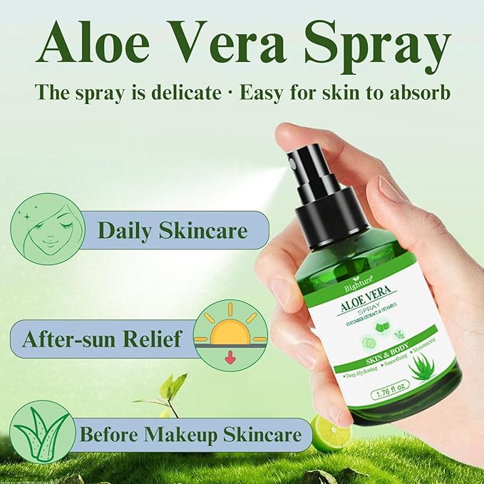 Aloe Vera Spray for Hydrating Nourishing Facial Skin in Winter, Aoe Vera Spray Extract from Freshly-cut Aloe and Cucumber Essence for Moisturizing Skin, Fast Absorbing, Easy to carry, 1.73 oz-VivaGrace Women