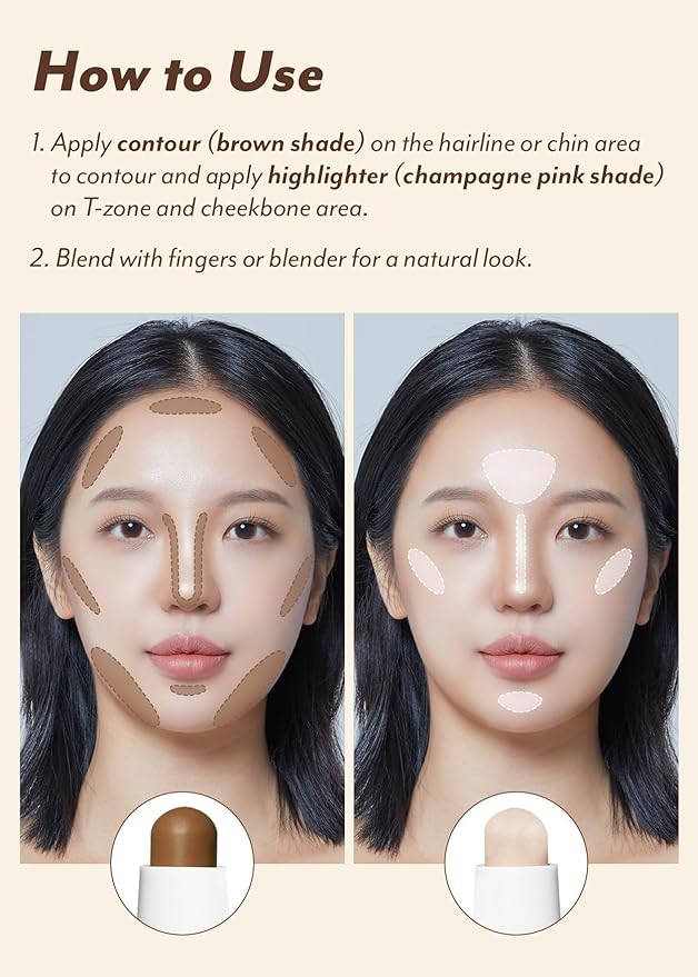 I'M MEME I'm Multi Stick Dual | Two Shade Shading and Highlighting Matte Finish | Suitable for Beginners Portable Size | 001 Contouring-VivaGrace Women