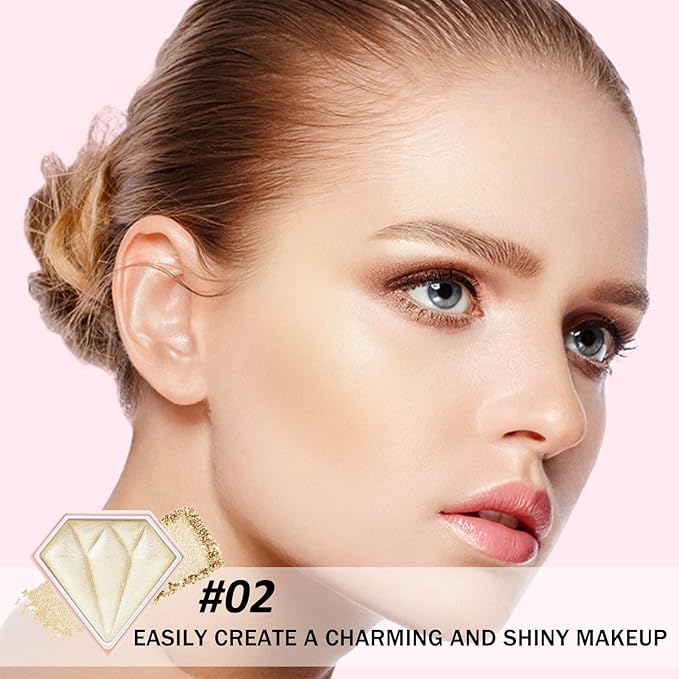Boobeen Highlighter Makeup Palette, Baked Highlighter Bronzer Powder Palette, Shimmer Illuminator Contour Highlighter Powder for Face, Pearl Shine Shades Waterproof Long Lasting-VivaGrace Women