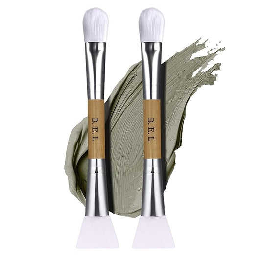 Bare Essentials Living - Clay Face Mask Brush (2 Pack, Bamboo) Dual Soft Silicone Face Mask Applicator Brush Tool, Great Facial Essentials, Moisturizer Applicator & Skincare Brush for Facials-VivaGrace Women