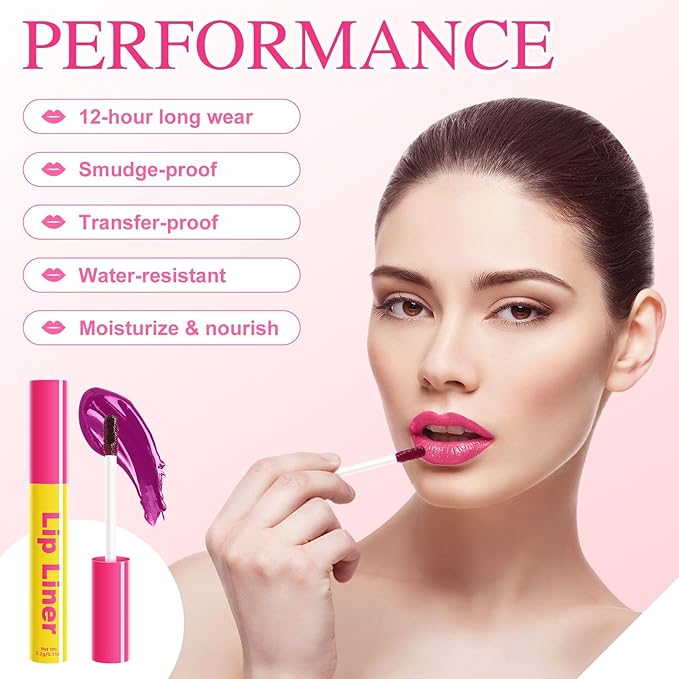 Lip Stain - Lip Stain Peel Off Long-Lasting with Matte Finish Waterproof & Transfer-Proof, Lip Liner Moisturizing & Nourishing Non-Stick Cup Highly Pigmented Color Lip Tint (02 Pink)-VivaGrace Women