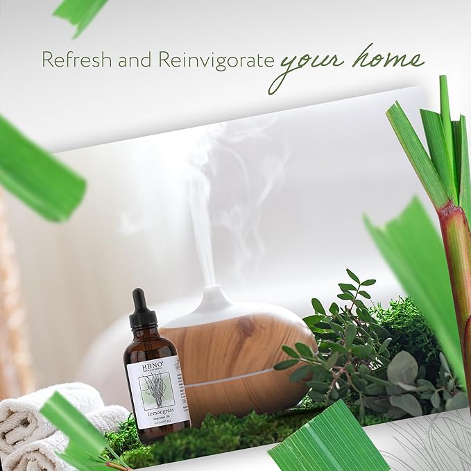 HBNO California Bottled Lemongrass Essential Oil 4 fl oz (120ml) - Natural Lemongrass Oil, Perfect for Cleaning, Aromatherapy, DIY, Soap & Diffuser -VivaGrace Women