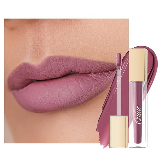 Oulac Matte Liquid Lipstick Mauve Pink Lip Gloss for Women, Long Lasting Lipstick Waterproof, No Transfer, Creamy High Pigmented Formula with Rose Oil, Vegan & Cruelty-Free, M13-VivaGrace Women