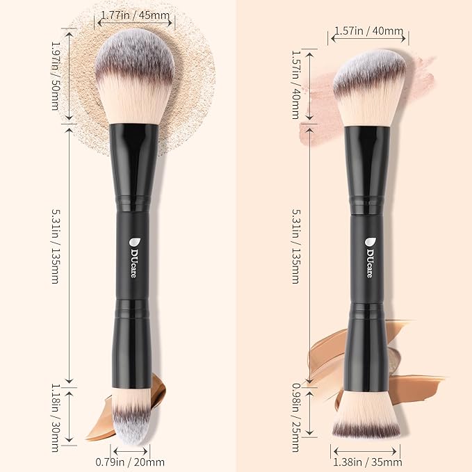 DUcare Makeup Brushes Duo End Foundation Contour Powder and Buffer Brush Bronzer Double Makeup Brush Set 2Pcs black-VivaGrace Women